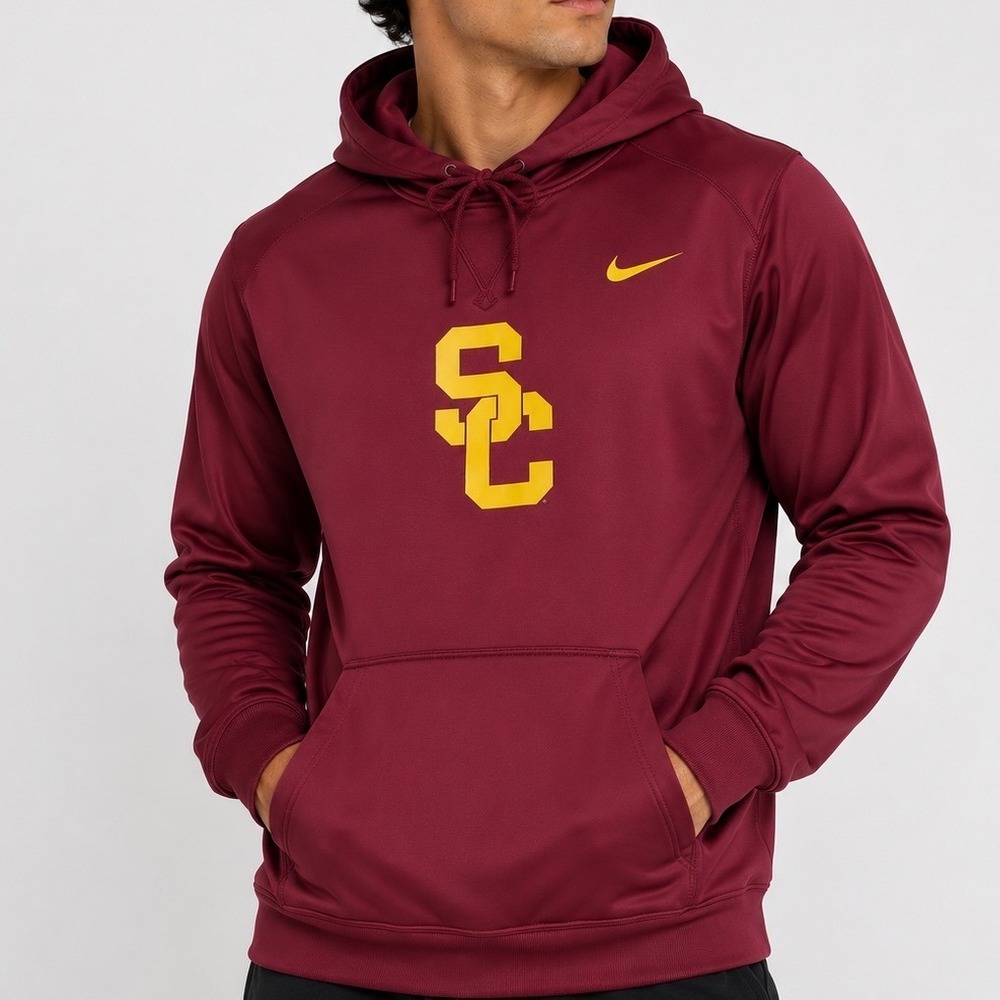 Nike USC Trojans Mens Medium Cardinal Red Pullover‎ Hoodie Performance Fleece